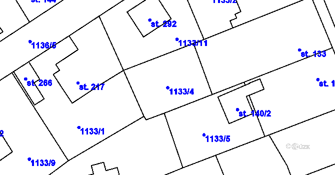 Parcela st. 1133/4 v KÚ Litohlavy, Katastrální mapa