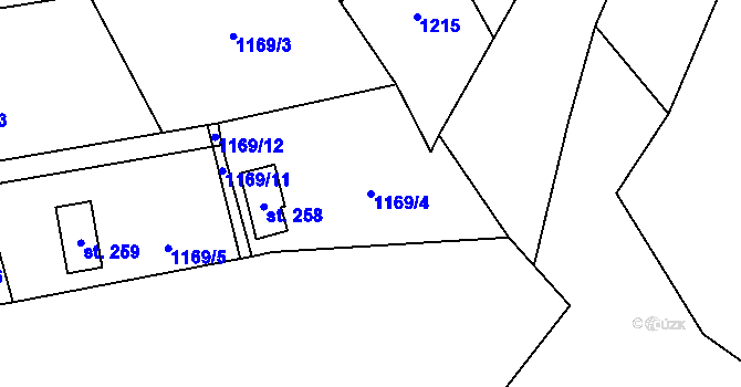 Parcela st. 1169/4 v KÚ Litohlavy, Katastrální mapa