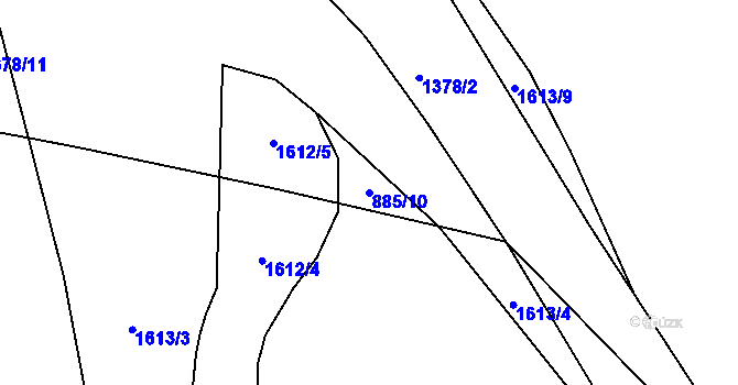 Parcela st. 885/10 v KÚ Litohlavy, Katastrální mapa