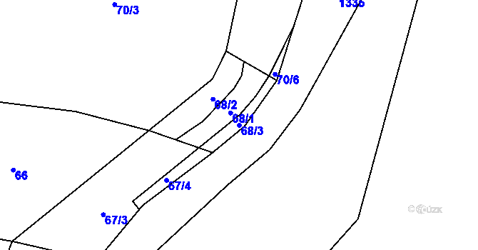 Parcela st. 68/3 v KÚ Litohlavy, Katastrální mapa