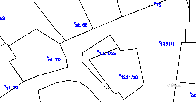 Parcela st. 1331/26 v KÚ Litohlavy, Katastrální mapa