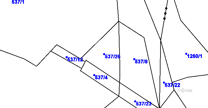Parcela st. 537/26 v KÚ Litohlavy, Katastrální mapa