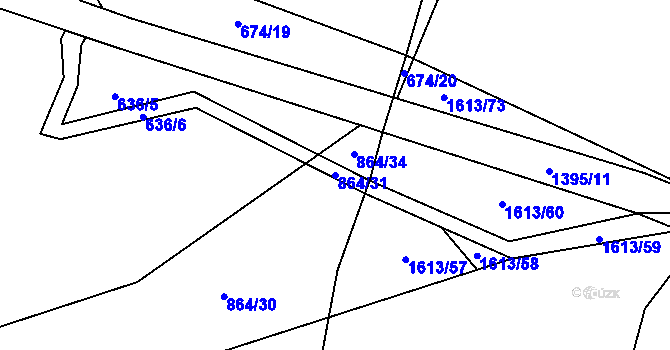 Parcela st. 864/31 v KÚ Litohlavy, Katastrální mapa