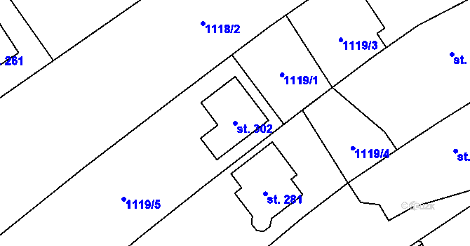 Parcela st. 302 v KÚ Litohlavy, Katastrální mapa