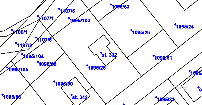 Parcela st. 332 v KÚ Litohlavy, Katastrální mapa