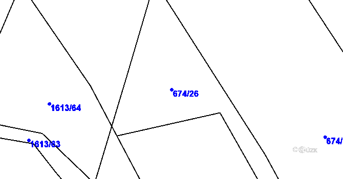 Parcela st. 674/26 v KÚ Litohlavy, Katastrální mapa