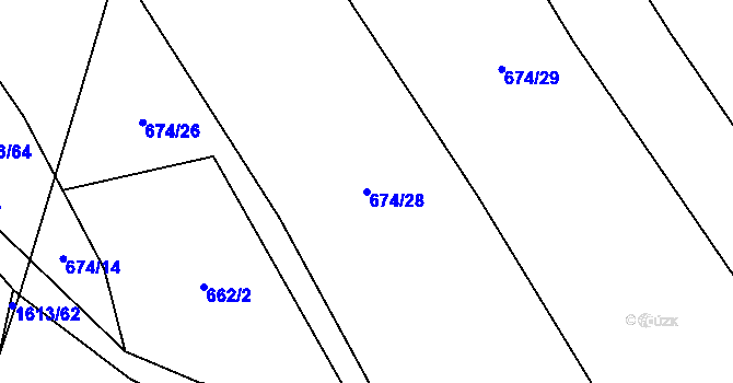 Parcela st. 674/28 v KÚ Litohlavy, Katastrální mapa