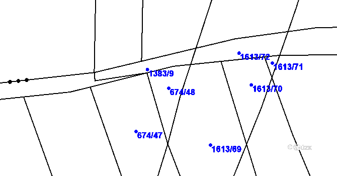 Parcela st. 674/48 v KÚ Litohlavy, Katastrální mapa