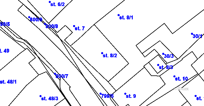 Parcela st. 8/2 v KÚ Litohoř, Katastrální mapa