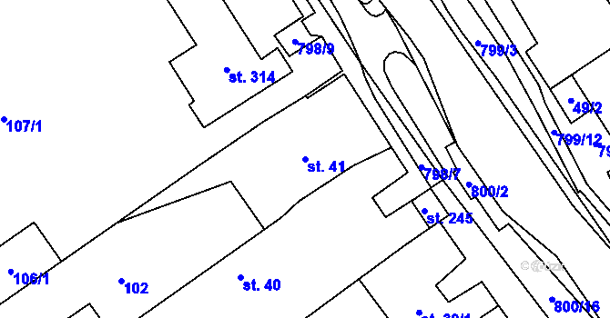 Parcela st. 41 v KÚ Litohoř, Katastrální mapa