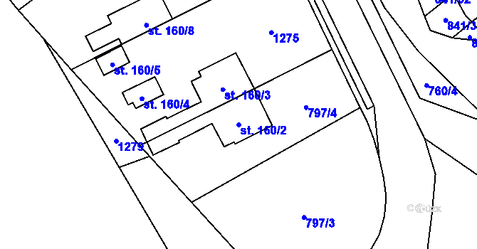 Parcela st. 160/2 v KÚ Litohoř, Katastrální mapa