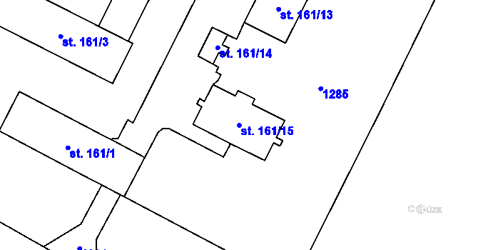 Parcela st. 161/15 v KÚ Litohoř, Katastrální mapa