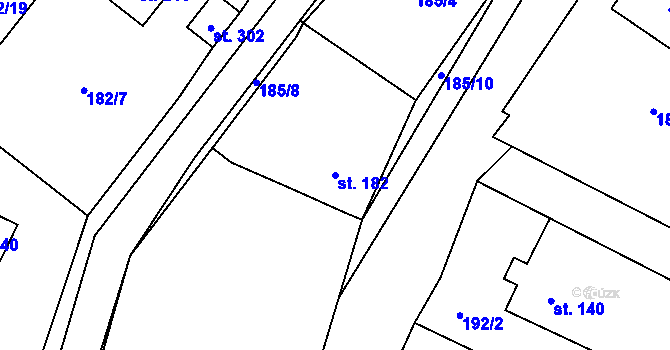 Parcela st. 182 v KÚ Litohoř, Katastrální mapa