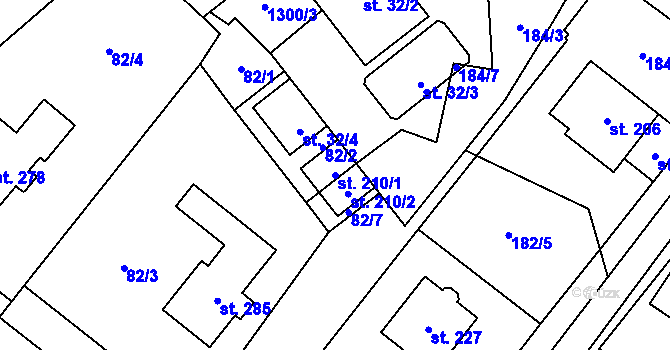 Parcela st. 210/1 v KÚ Litohoř, Katastrální mapa