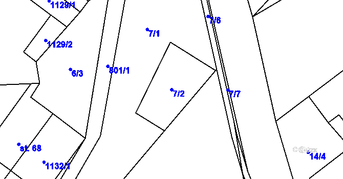 Parcela st. 7/2 v KÚ Litohoř, Katastrální mapa