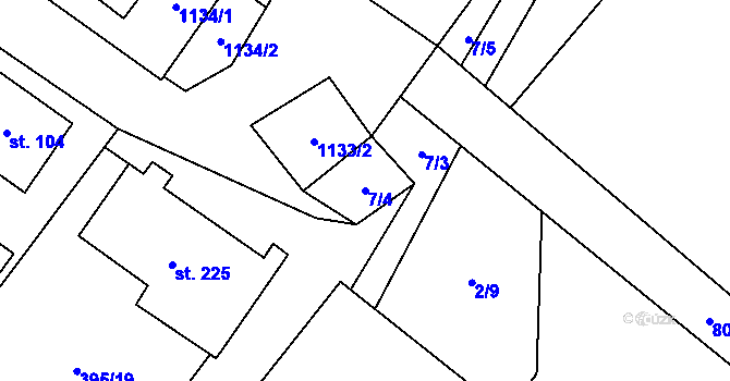 Parcela st. 7/4 v KÚ Litohoř, Katastrální mapa