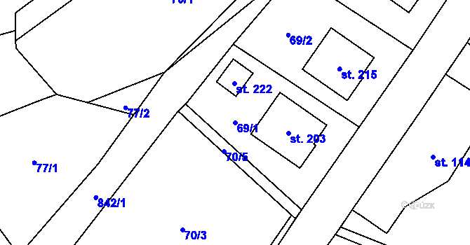 Parcela st. 69/1 v KÚ Litohoř, Katastrální mapa