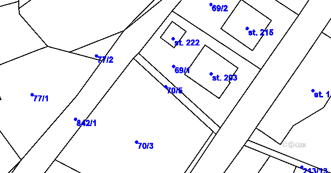 Parcela st. 70/5 v KÚ Litohoř, Katastrální mapa