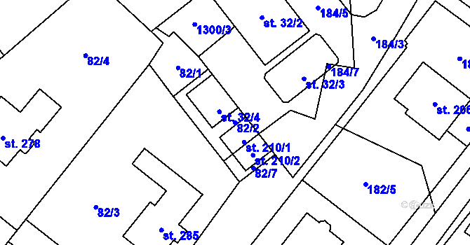 Parcela st. 82/2 v KÚ Litohoř, Katastrální mapa
