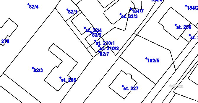Parcela st. 82/7 v KÚ Litohoř, Katastrální mapa