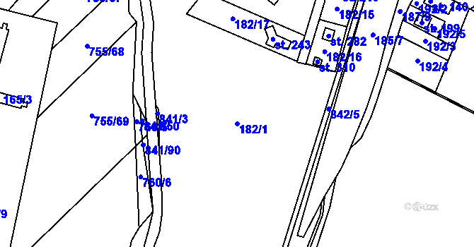 Parcela st. 182/1 v KÚ Litohoř, Katastrální mapa