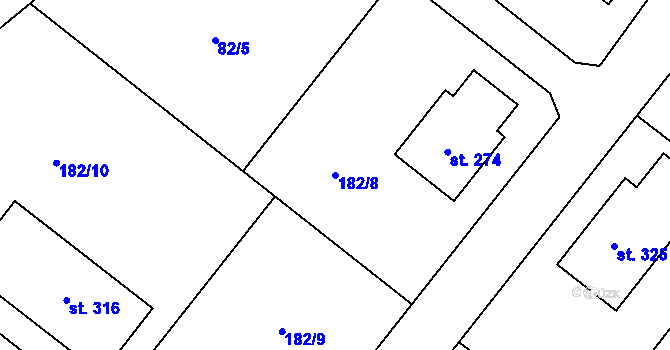 Parcela st. 182/8 v KÚ Litohoř, Katastrální mapa