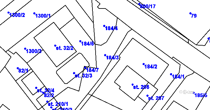 Parcela st. 184/3 v KÚ Litohoř, Katastrální mapa