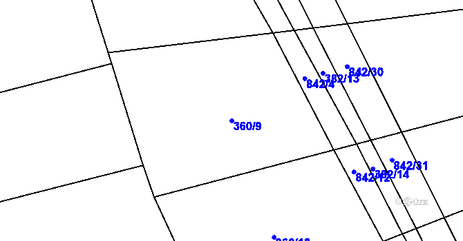 Parcela st. 360/9 v KÚ Litohoř, Katastrální mapa