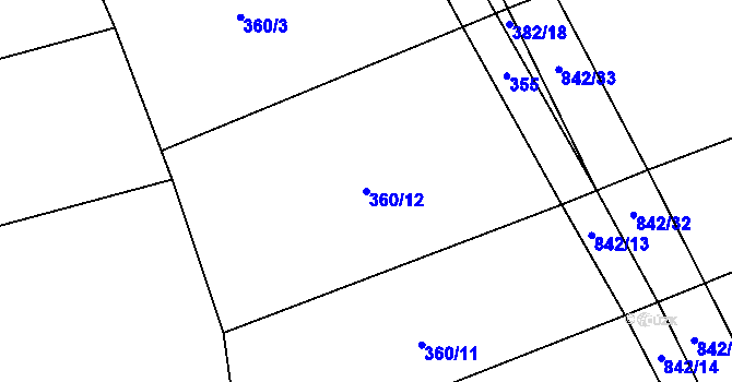 Parcela st. 360/12 v KÚ Litohoř, Katastrální mapa