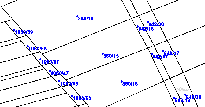 Parcela st. 360/15 v KÚ Litohoř, Katastrální mapa