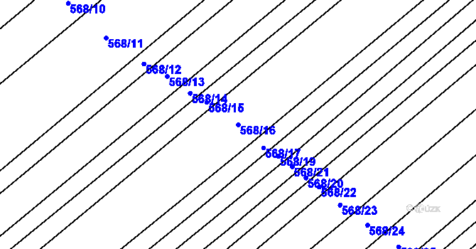 Parcela st. 568/16 v KÚ Litohoř, Katastrální mapa