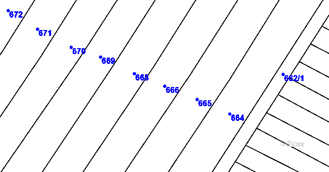 Parcela st. 666 v KÚ Litohoř, Katastrální mapa