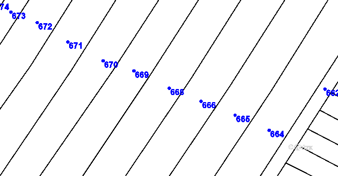 Parcela st. 668 v KÚ Litohoř, Katastrální mapa