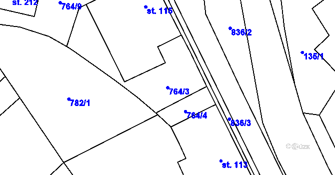 Parcela st. 764/3 v KÚ Litohoř, Katastrální mapa