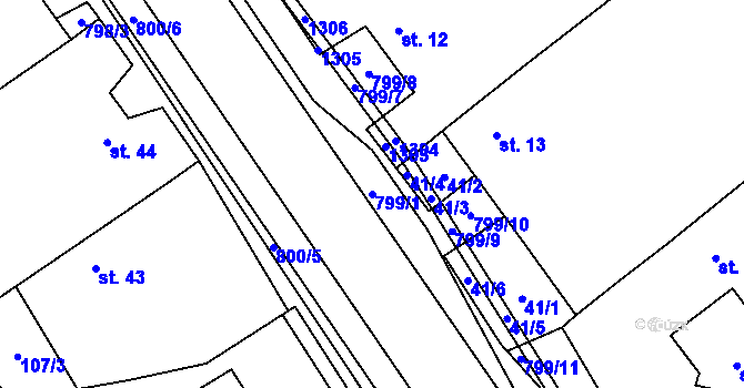 Parcela st. 799/1 v KÚ Litohoř, Katastrální mapa