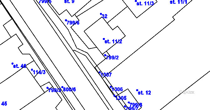 Parcela st. 799/2 v KÚ Litohoř, Katastrální mapa
