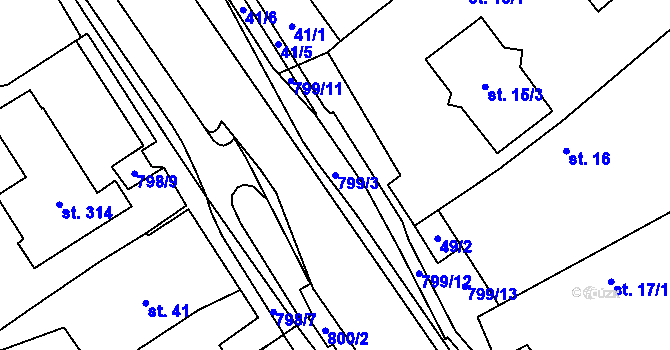 Parcela st. 799/3 v KÚ Litohoř, Katastrální mapa