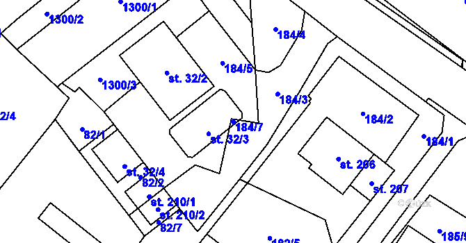 Parcela st. 184/7 v KÚ Litohoř, Katastrální mapa