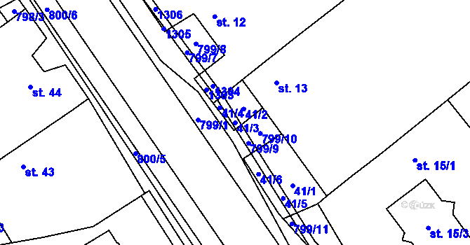 Parcela st. 41/3 v KÚ Litohoř, Katastrální mapa