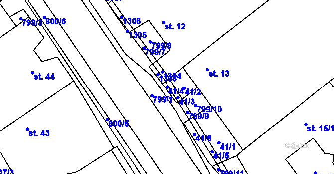 Parcela st. 41/4 v KÚ Litohoř, Katastrální mapa