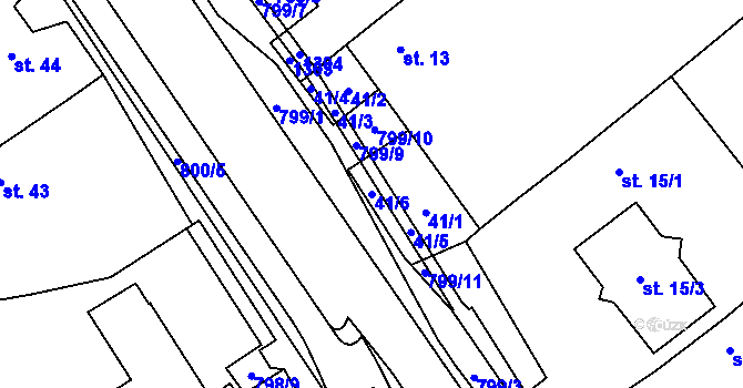 Parcela st. 41/6 v KÚ Litohoř, Katastrální mapa