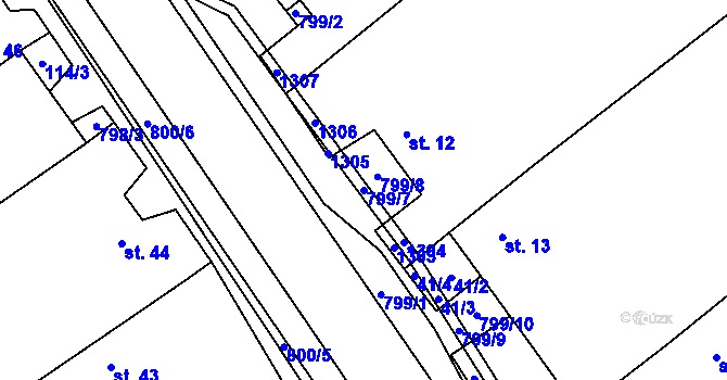 Parcela st. 799/7 v KÚ Litohoř, Katastrální mapa