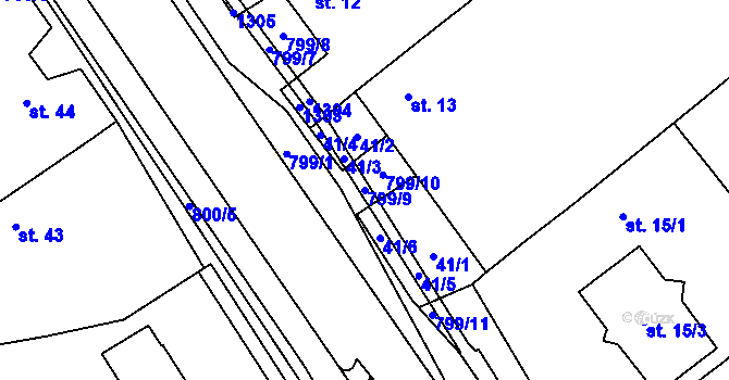 Parcela st. 799/9 v KÚ Litohoř, Katastrální mapa