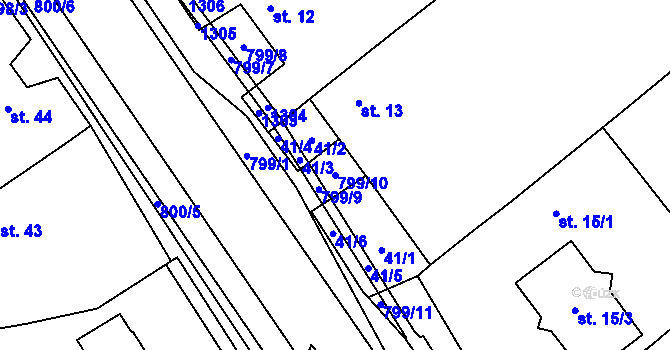 Parcela st. 799/10 v KÚ Litohoř, Katastrální mapa