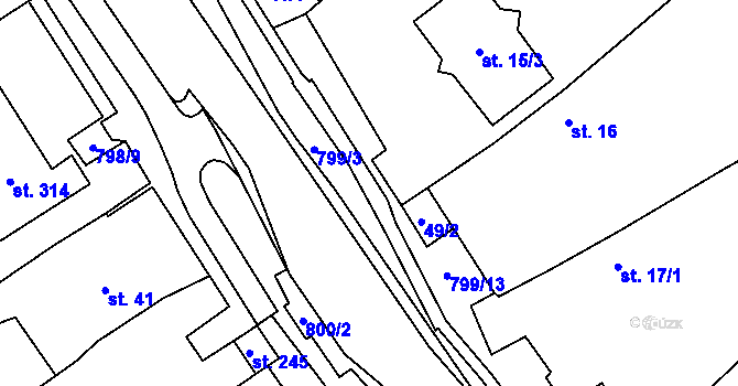 Parcela st. 799/12 v KÚ Litohoř, Katastrální mapa