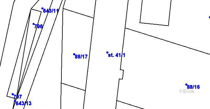 Parcela st. 41/2 v KÚ Litochovice u Volyně, Katastrální mapa