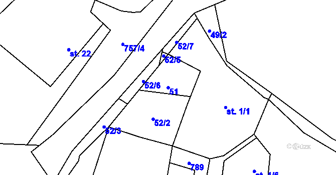 Parcela st. 51 v KÚ Litochovice u Volyně, Katastrální mapa