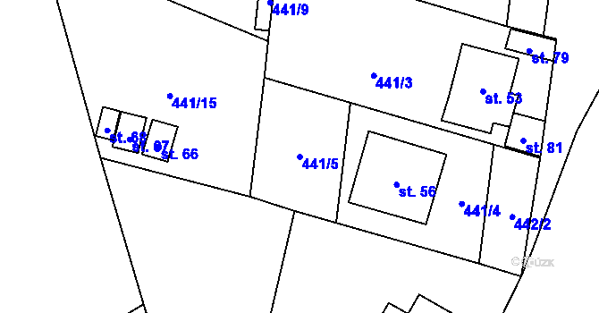 Parcela st. 441/5 v KÚ Litochovice u Volyně, Katastrální mapa