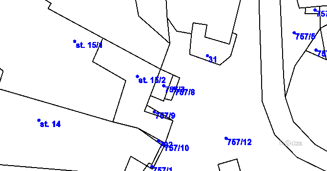 Parcela st. 757/3 v KÚ Litochovice u Volyně, Katastrální mapa