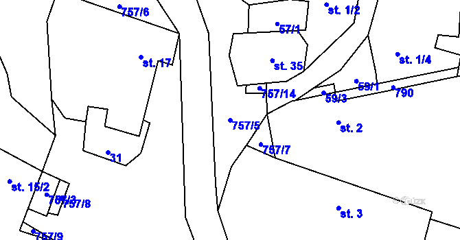 Parcela st. 757/5 v KÚ Litochovice u Volyně, Katastrální mapa